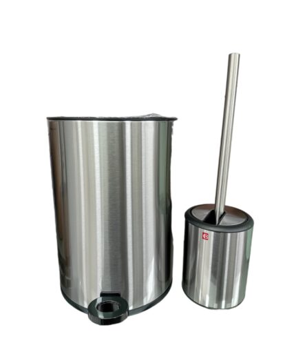 BUONA CASA סט פח לשירותים דוושה 5 ליטר ומברשת נירוסטה