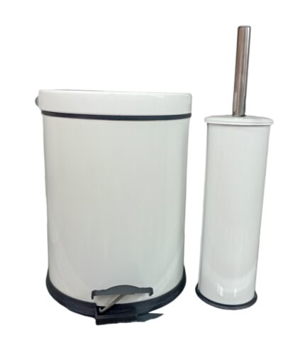 סט פח דוושה מברשת שירותים 5 ליטר  לבן פעמית